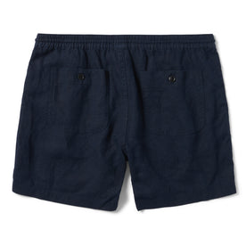 flatlay of The Apres Short in Navy Hemp, shown from the back