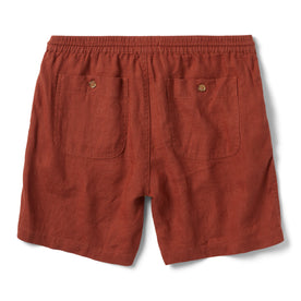 flatlay of The Apres Short in Sienna Hemp, shown from the back