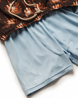 material shot of the BreezeKnit liner on The Bayberry Trunk in Mirage Palm, Bottoms by Taylor Stitch