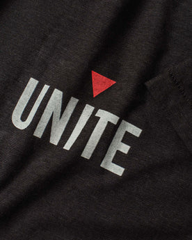 material shot of the front logo on The Cotton Hemp Tee in Unite, Knits by Taylor Stitch