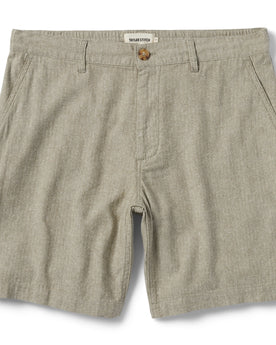 flatlay of The Easy Short in Olive Herringbone, Bottoms by Taylor Stitch