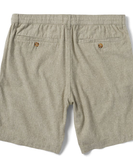 flatlay of the back of The Easy Short in Olive Herringbone, Bottoms by Taylor Stitch