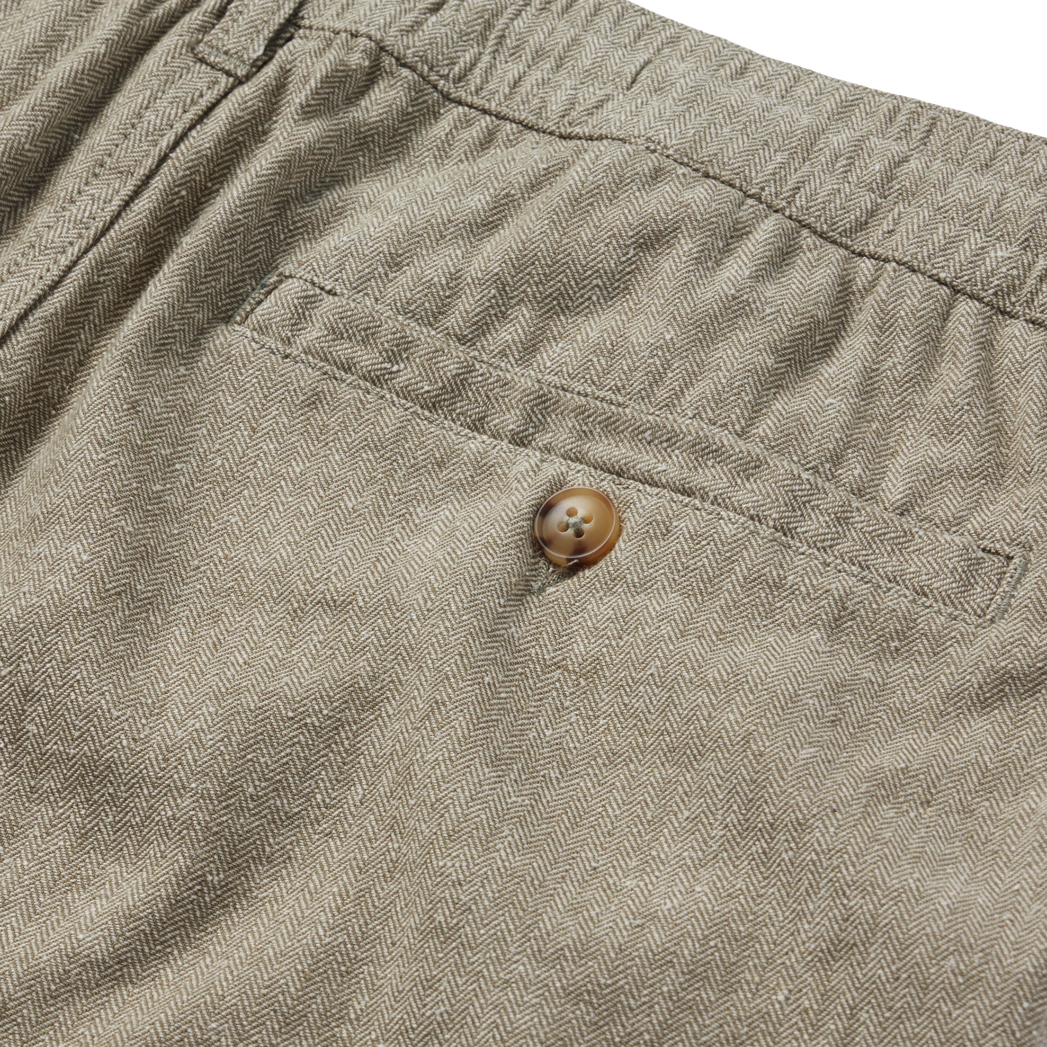 material shot of the back of The Easy Short in Olive Herringbone, Bottoms by Taylor Stitch