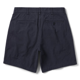 flatlay of  The Foundation Short in Navy Twill, shown from the back