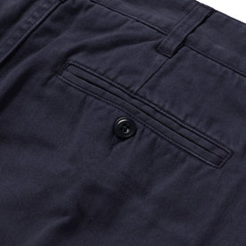 material shot of the back pocket on The Foundation Short in Navy Twill