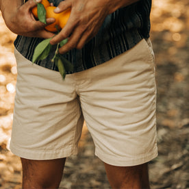 fit model showing the front of The Foundation Short in Natural Twill