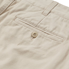 material shot of the back pocket on The Foundation Short in Natural Twill