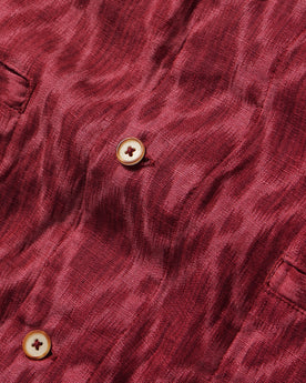 material shot of the buttons on The Havana in Wine Ikat, Wovens by Taylor Stitch