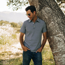 The Heavy Bag Polo in Navy and Ash Stripe - featured image