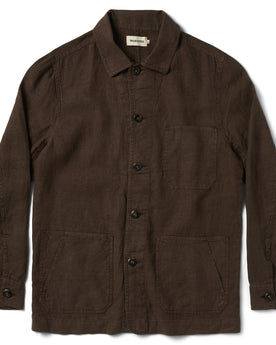 flatlay of The Ojai Jacket in Espresso Hemp, Wovens by Taylor Stitch