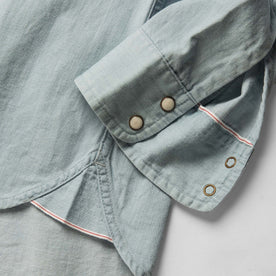 material shot of the snap cuffs on The Embroidered Western Shirt in Washed Selvage