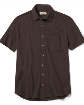 flatlay of The Short Sleeve California in Espresso Pique, Wovens by Taylor Stitch