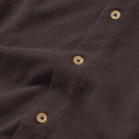 material shot of the buttons on The Short Sleeve California in Espresso Pique