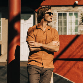 The Short Sleeve Hawthorne in Rust Pickstitch Waffle - featured image