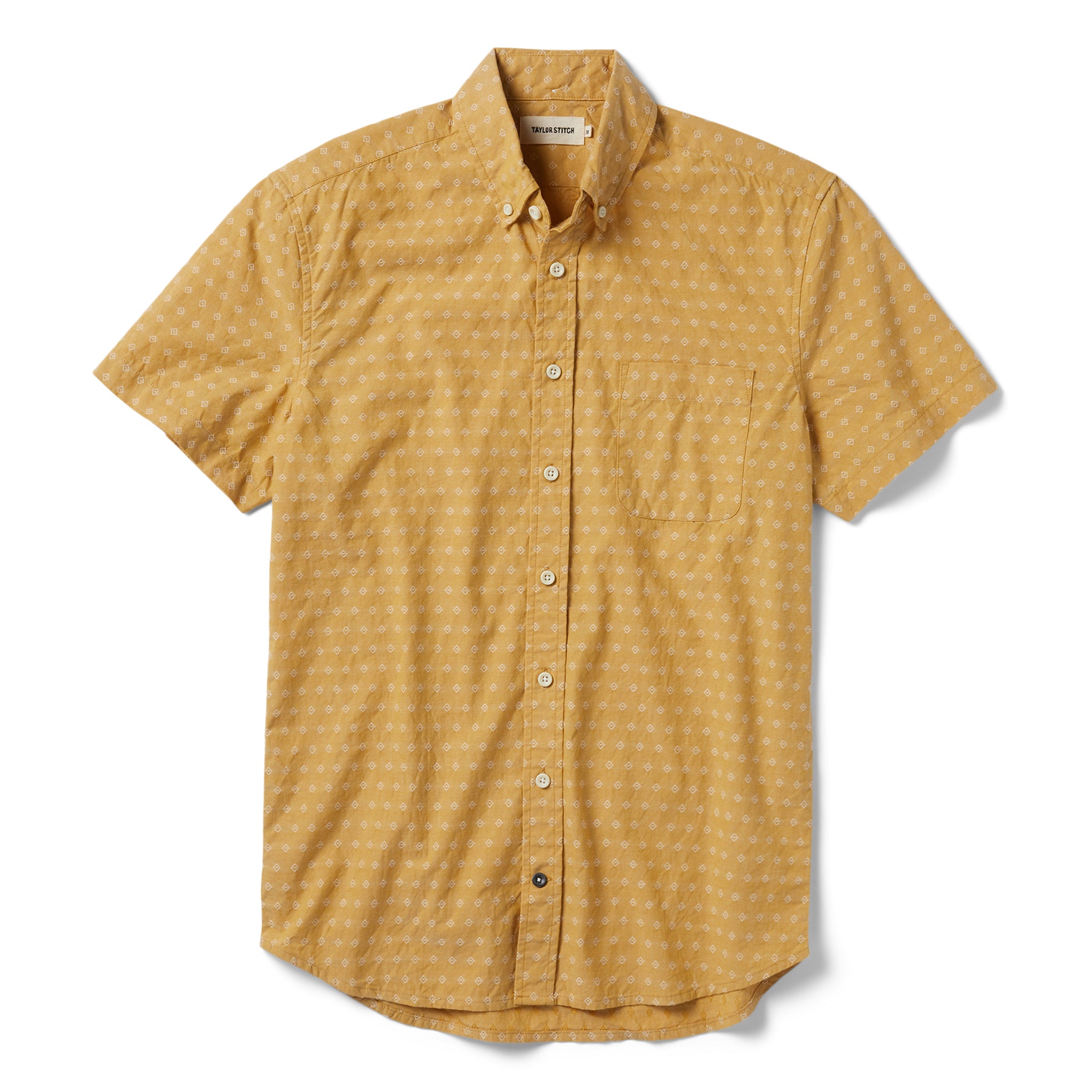 flatlay of The Short Sleeve Jack in Gold Diamond, Wovens by Taylor Stitch