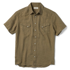 The Short Sleeve Western in Olive Linen - featured image