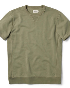 flatlay of The Short Sleeve Fillmore Crew in Olive, Knits by Taylor Stitch