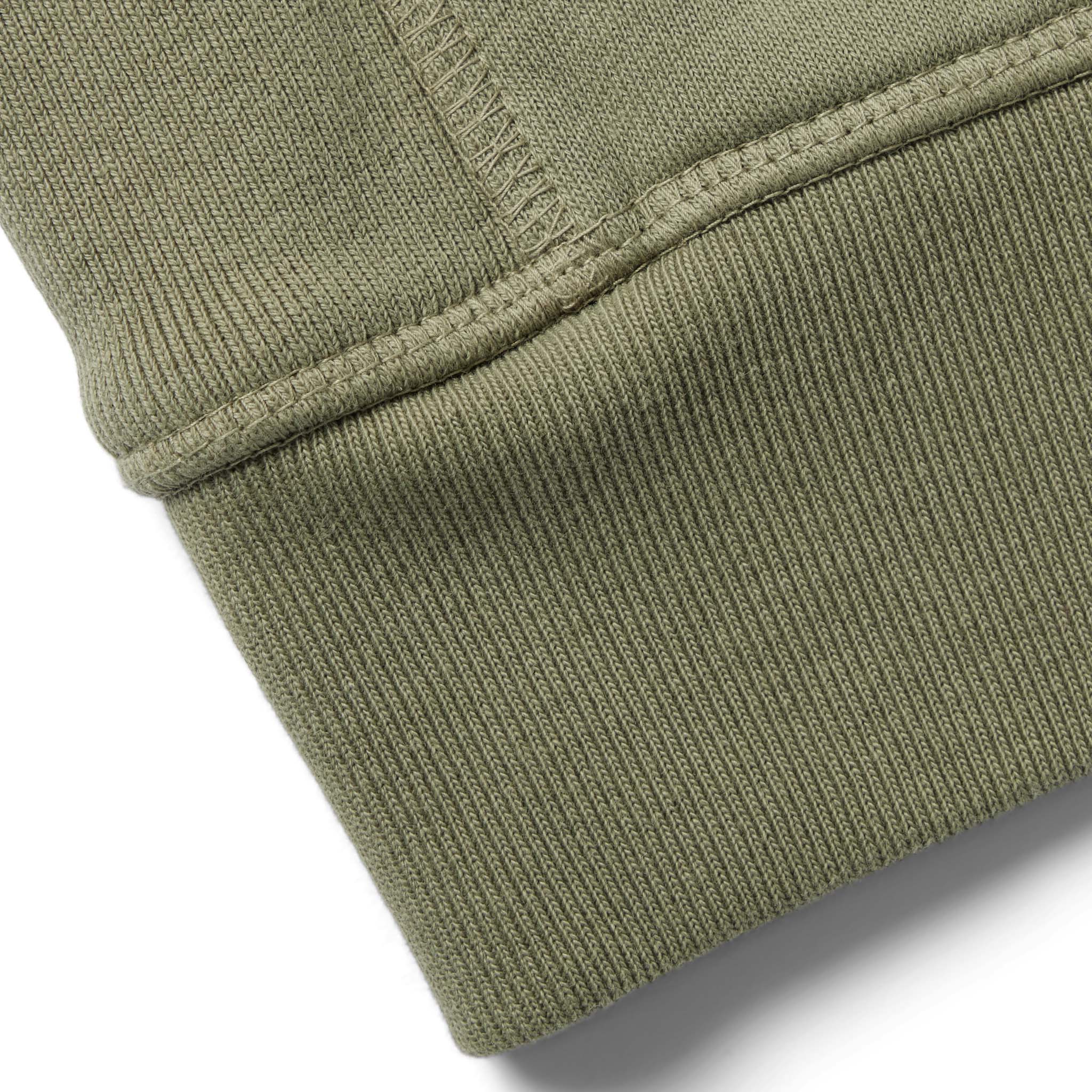 material shot of the ribbed hem on The Short Sleeve Fillmore Crew in Olive, Knits by Taylor Stitch