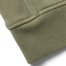 material shot of the ribbed hem on The Short Sleeve Fillmore Crew in Olive