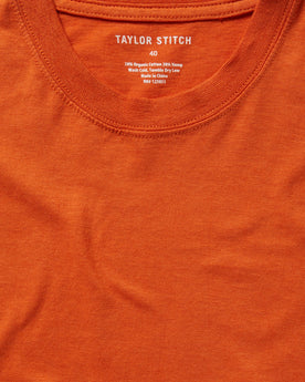 material shot of the collar on The Cotton Hemp Tee in Monarch, Knits by Taylor Stitch