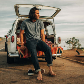The Cotton Hemp Tee in Slate and Navy Stripe - featured image