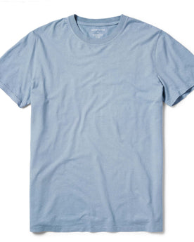 flatlay of The Cotton Hemp Tee in Ocean, Knits by Taylor Stitch