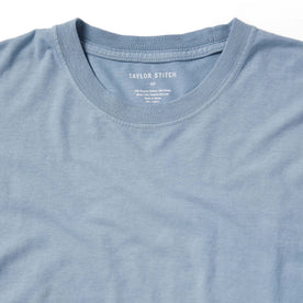 material shot of the collar of The Cotton Hemp Tee in Ocean