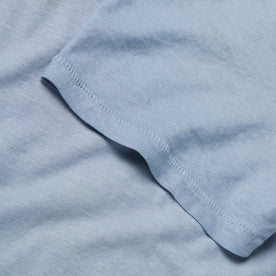 material shot of the sleeve of The Cotton Hemp Tee in Ocean