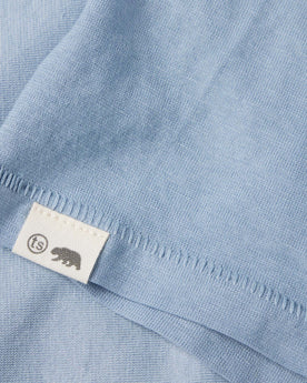 material shot of bottom hem of The Cotton Hemp Tee in Ocean, Knits by Taylor Stitch