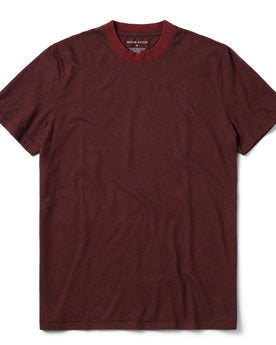 flatlay of The Cotton Hemp Tee in Rust and Navy Stripe, Knits by Taylor Stitch