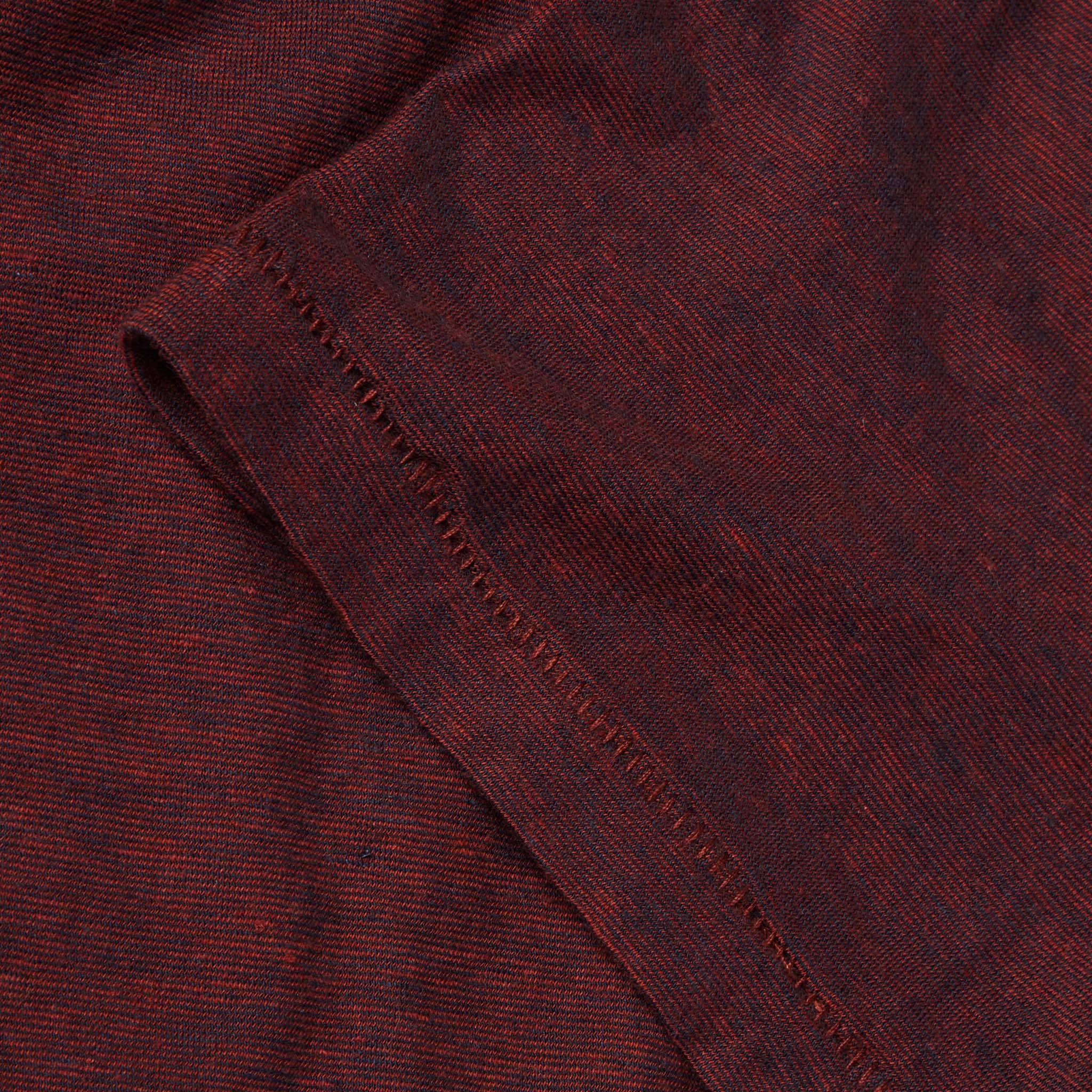material shot of the sleeve for The Cotton Hemp Tee in Rust and Navy Stripe, Knits by Taylor Stitch