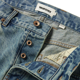 material shot of the buttons on The Democratic Jean in 24-Month Japanese Selvage