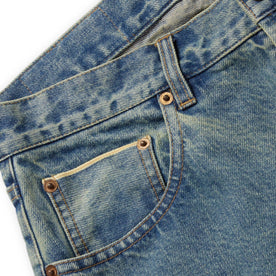 material shot of pocket and selvage detail on The Democratic Jean in 24-Month Japanese Selvage