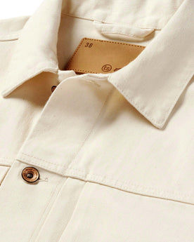 material shot of the collar on The Dispatch Jacket in Natural, Outerwear by Taylor Stitch