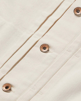 material shot of the buttons on The Dispatch Jacket in Natural, Outerwear by Taylor Stitch