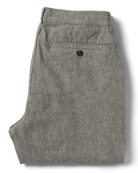 flatlay of The Easy Pant in Charcoal Herringbone, shown from the back, Bottoms by Taylor Stitch