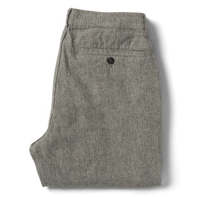 flatlay of The Easy Pant in Charcoal Herringbone, shown from the back