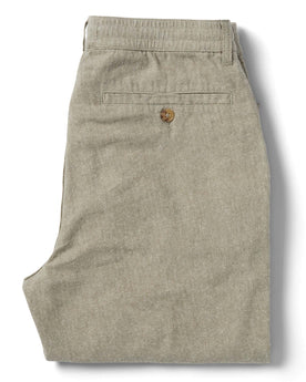 flatlay of The Easy Pant in Olive Herringbone, shown from the back, Bottoms by Taylor Stitch