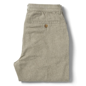 flatlay of The Easy Pant in Olive Herringbone, shown from the back