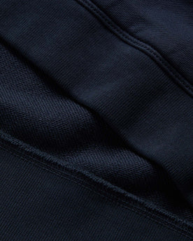 material shot of the ribbed egdes on The Fillmore Hoodie in Dark Navy, Knits by Taylor Stitch