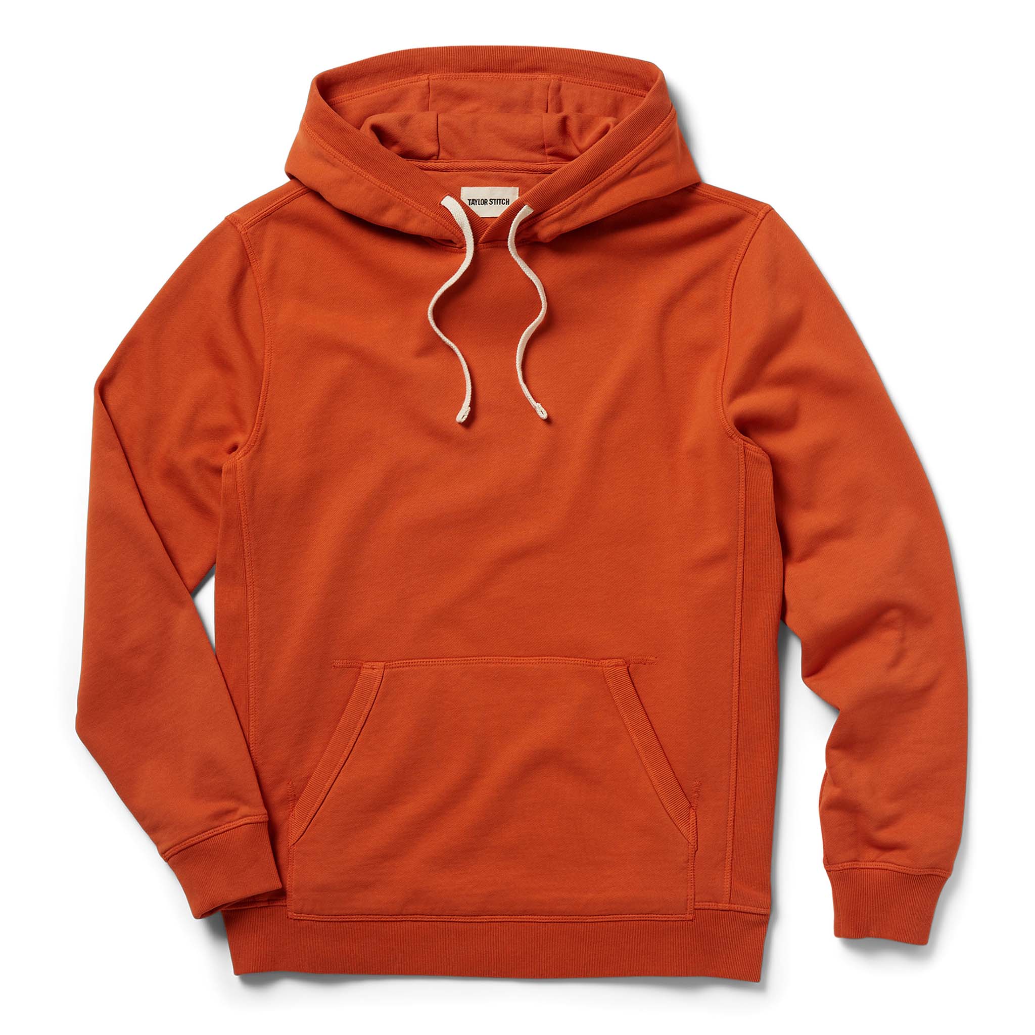 flatlay of The Fillmore Hoodie in Rust, Knits by Taylor Stitch
