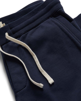 material shot of the drawstring and ribbed waist on The Fillmore Pant in Dark Navy, Bottoms by Taylor Stitch