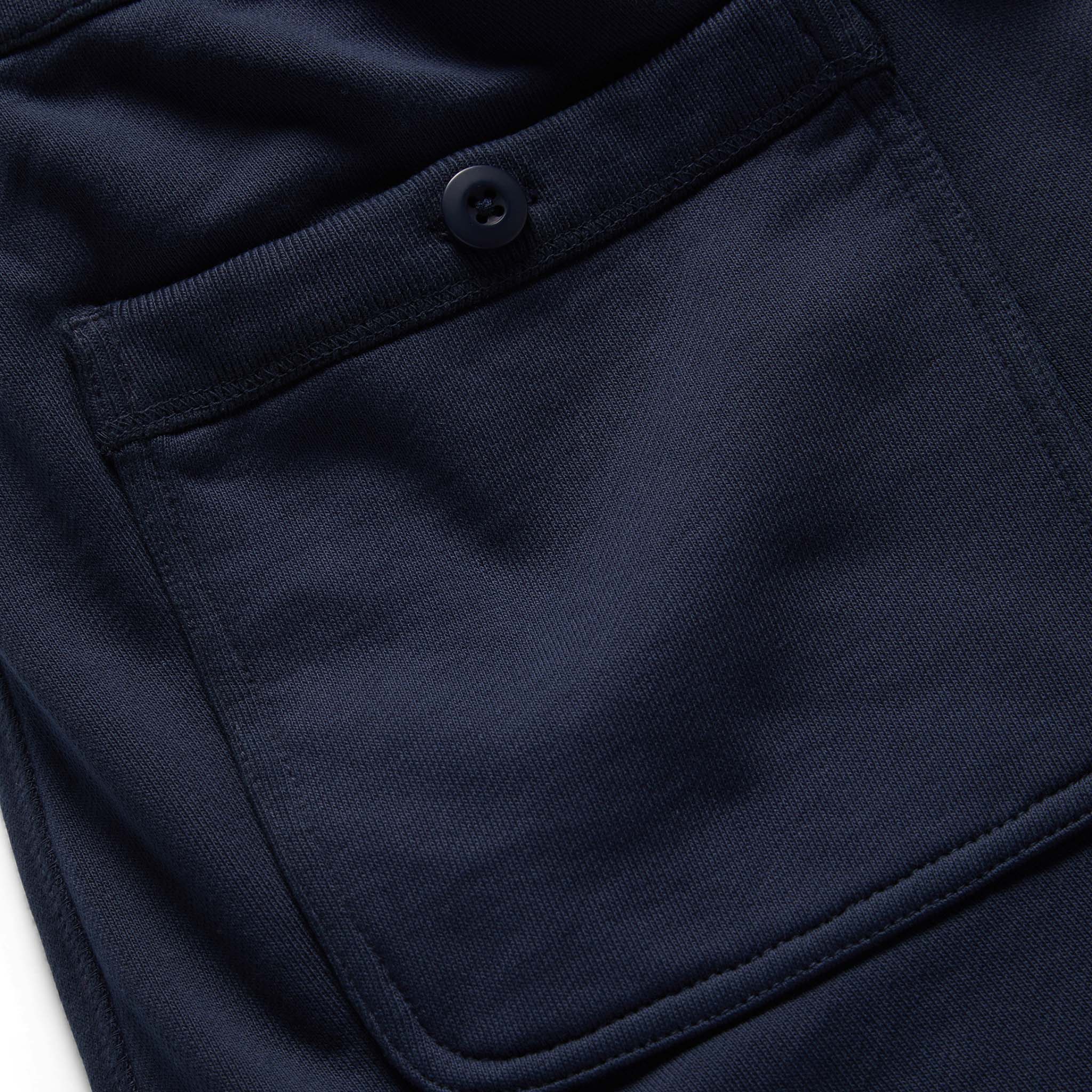 material shot of the rear pockets on The Fillmore Pant in Dark Navy, Bottoms by Taylor Stitch