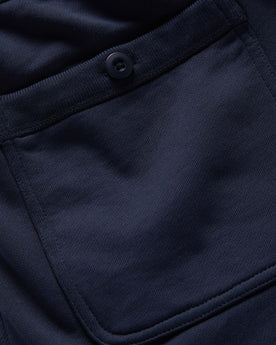 material shot of the rear pockets on The Fillmore Pant in Dark Navy, Bottoms by Taylor Stitch