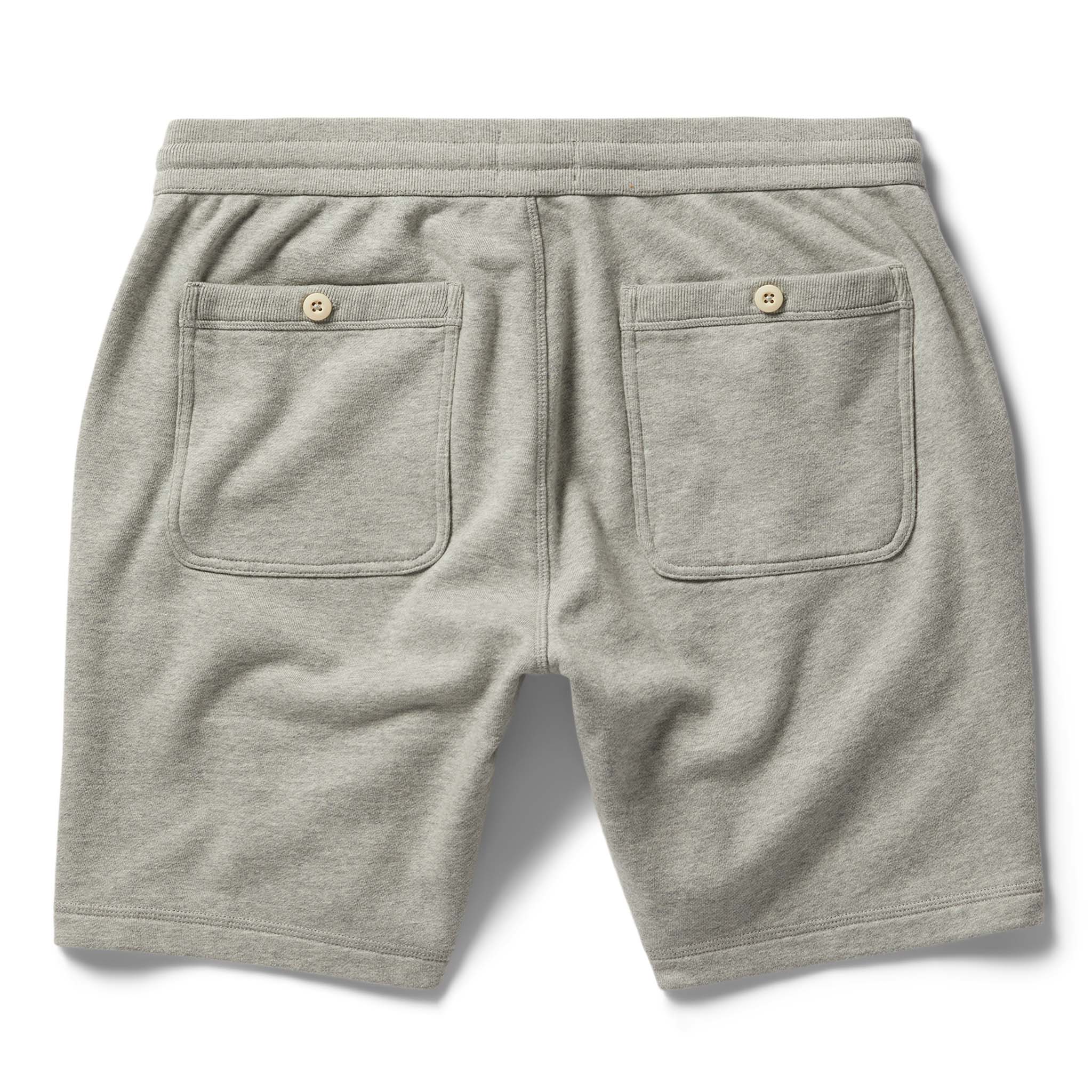 flatlay of The Fillmore Short in Heather Grey, shown from the back, Shorts by Taylor Stitch