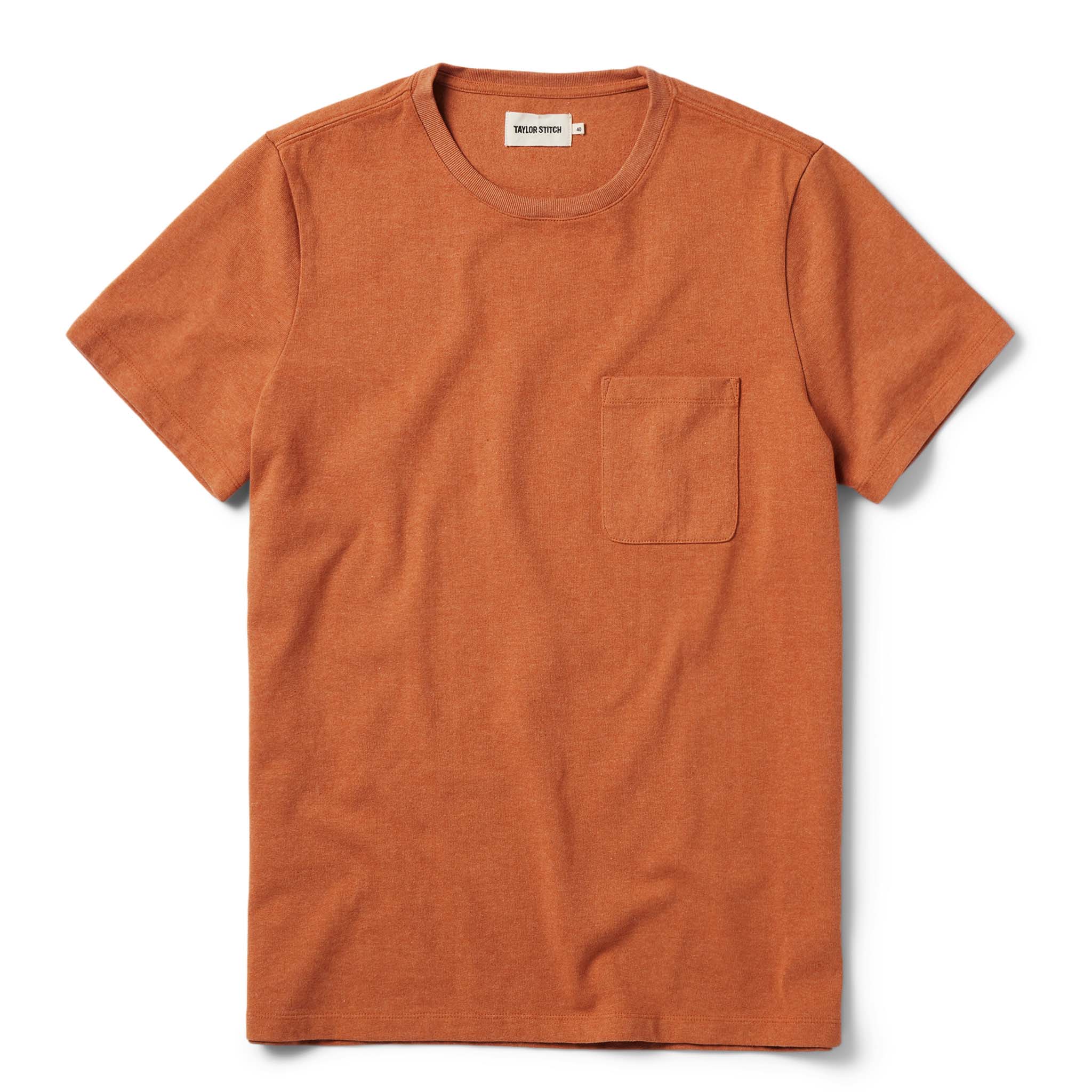 flatlay of The Heavy Bag Tee in Apricot, Knits by Taylor Stitch
