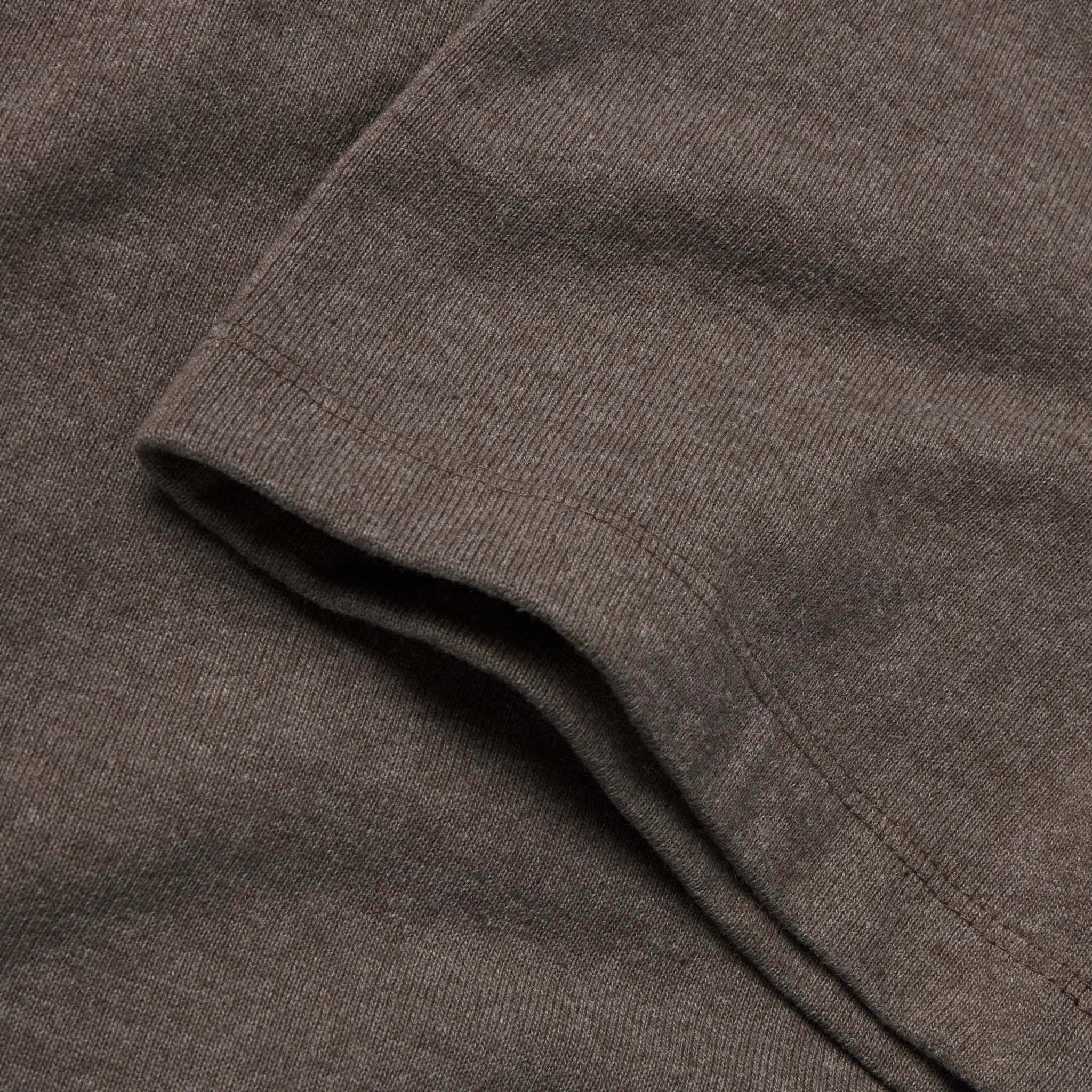 material shot of the sleeves on The Heavy Bag Tee in Walnut, Knits by Taylor Stitch