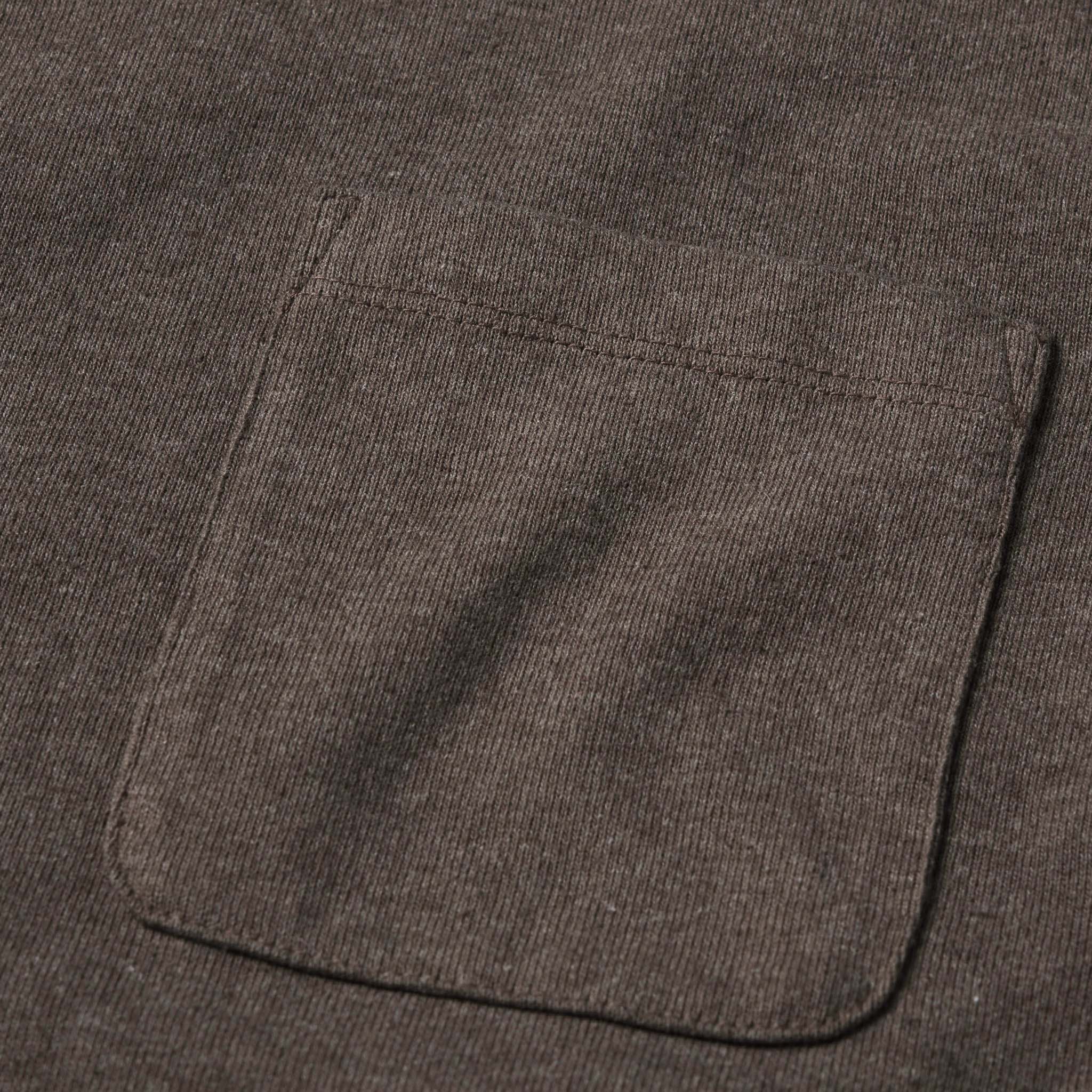 material shot of the chest pocket on The Heavy Bag Tee in Walnut, Knits by Taylor Stitch