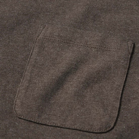 material shot of the chest pocket on The Heavy Bag Tee in Walnut