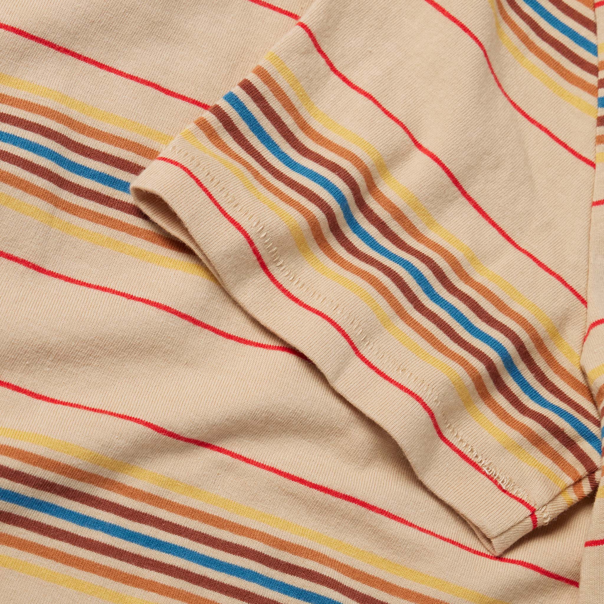 material shot of the sleeves on The Organic Cotton Tee in Sand Stripe, Knits by Taylor Stitch